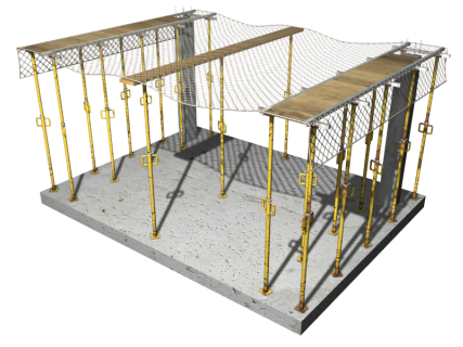 Red de protección bajo losa con sistema de encofrado parcial Red de protección bajo losa con sistema de encofrado parcial