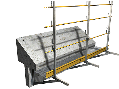 Pasarela peatonal en voladizo de protección perimetral de techo con alero Pasarela peatonal en voladizo de protección perimetral de techo con alero